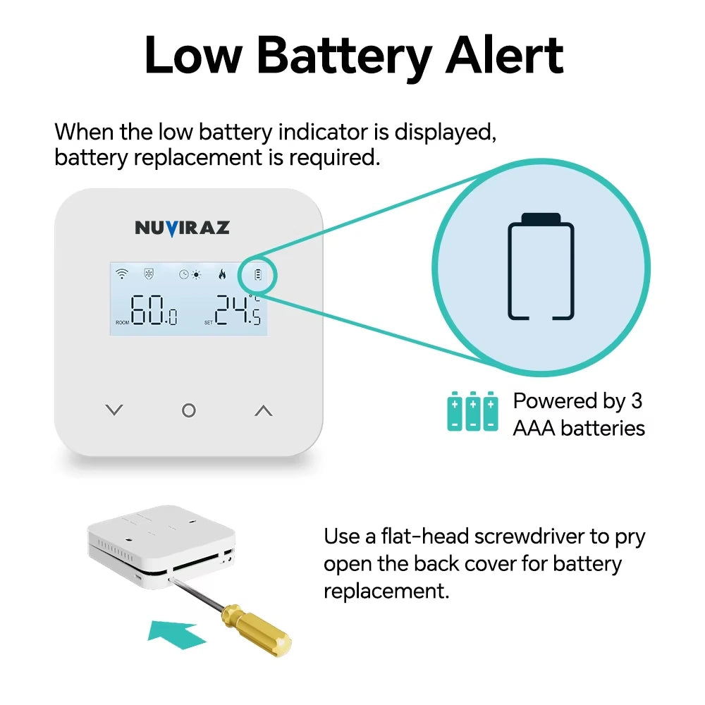 Nuviraz Smart Gas Boiler Heating Room Thermostat – WiFi Control via Tuya, Works with Alexa, Google Home, Yandex Alice Voice Assistants - NuviraZ