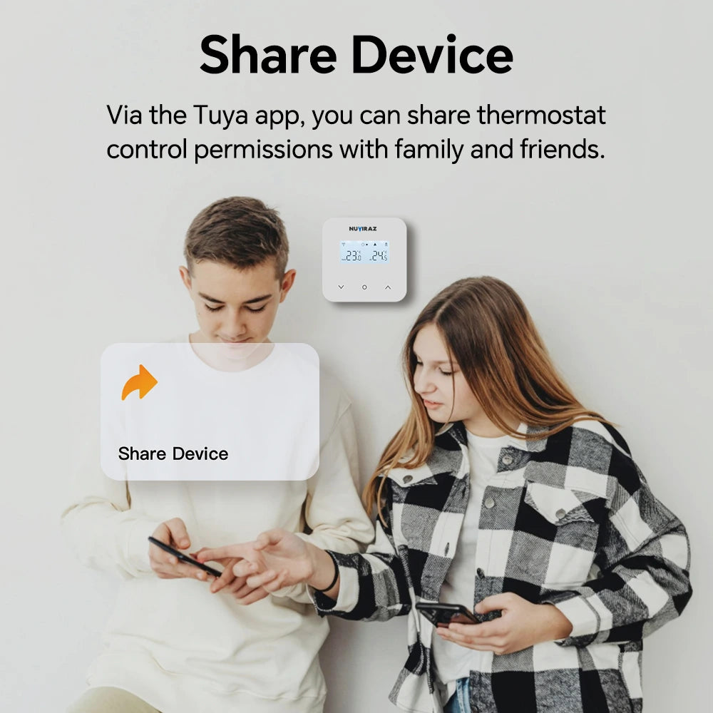 Nuviraz Smart Gas Boiler Heating Room Thermostat – WiFi Control via Tuya, Works with Alexa, Google Home, Yandex Alice Voice Assistants - NuviraZ