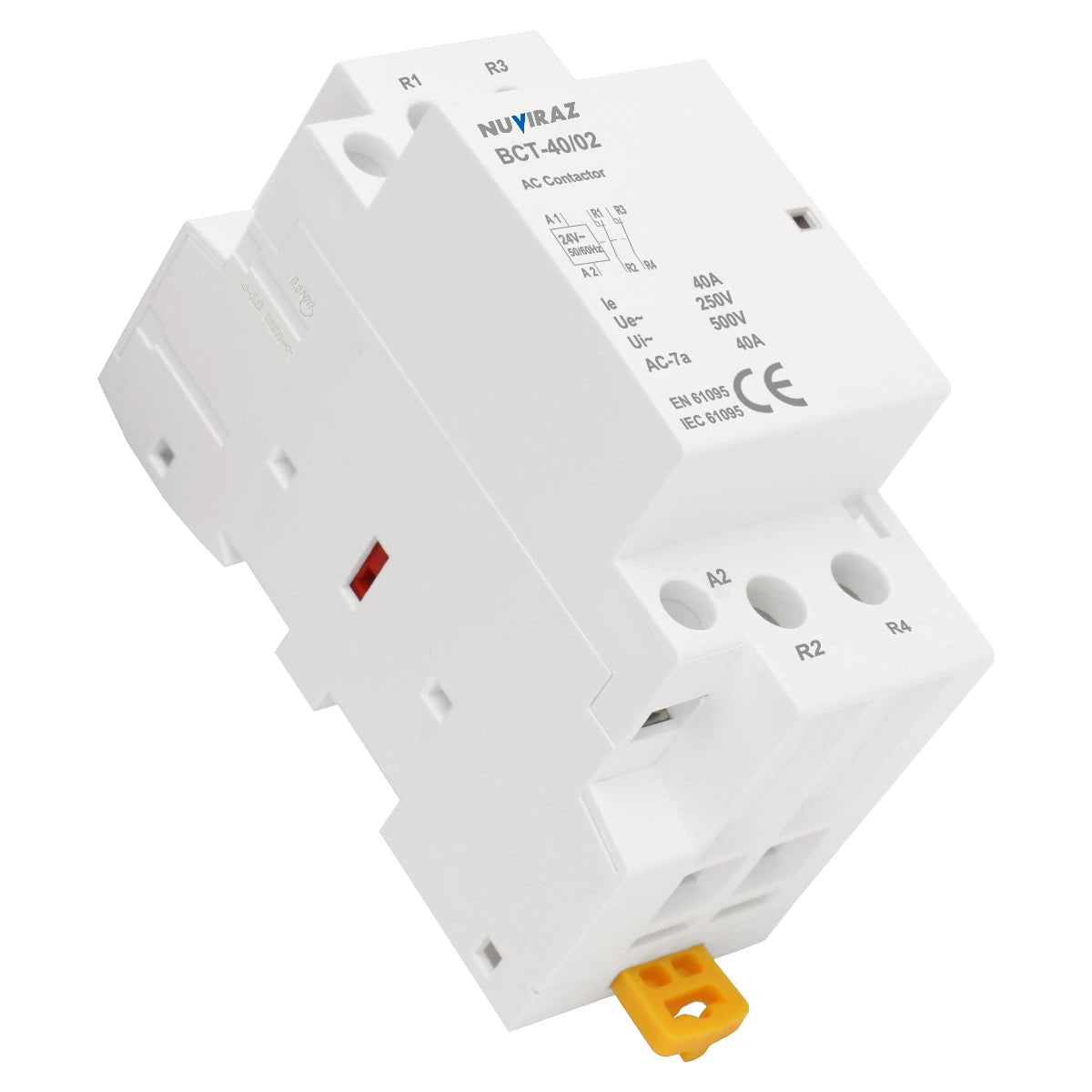 Nuviraz AC Contactor 40A 2 Pole Universal Circuit Control 35mm DIN Rail Mount CE Listed BCT-40(HC1-40) - NuviraZ
