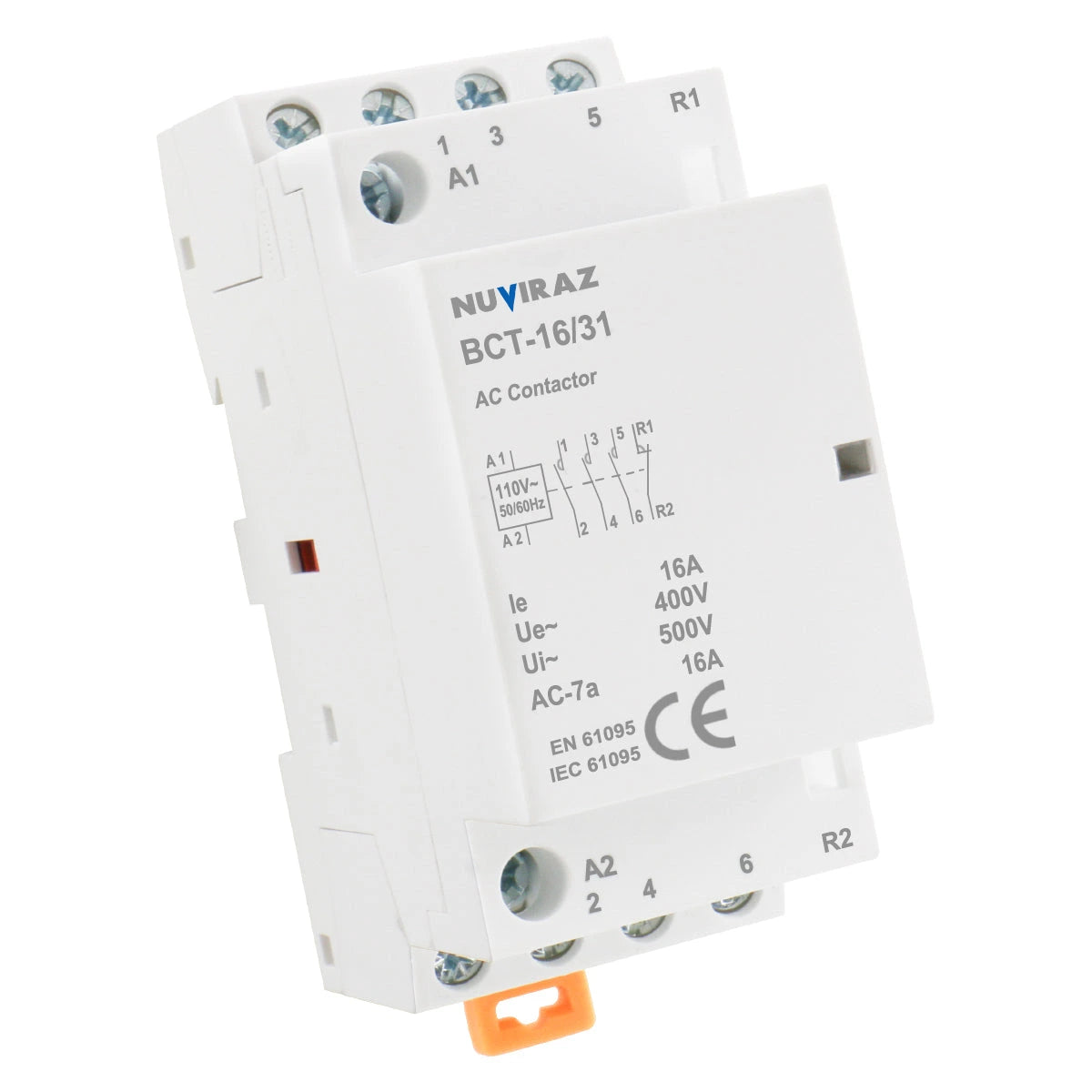 Nuviraz AC Contactor 16A 4 Pole Universal Circuit Control 35mm DIN Rail Mount CE Listed BCT-16(HC1-16) - NuviraZ