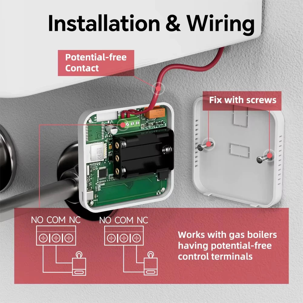 Nuviraz Smart Gas Boiler Heating Room Thermostat – WiFi Control via Tuya, Works with Alexa, Google Home, Yandex Alice Voice Assistants - NuviraZ