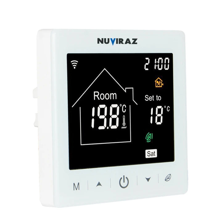 Nuviraz Smart WiFi Thermostat with TUYA App – Compatible with Alexa & Google Home | M2-1 Digital Controller for Underfloor Heating, Boiler & Floor Systems - NuviraZ