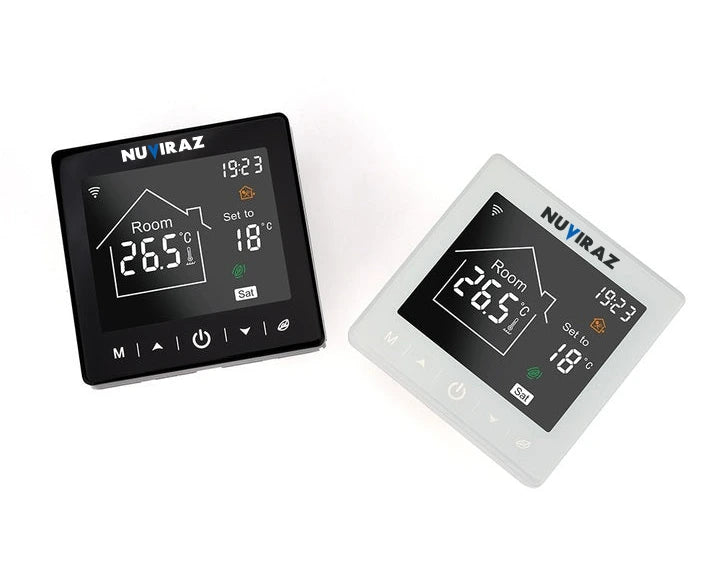 Nuviraz Smart WiFi Thermostat with TUYA App – Compatible with Alexa & Google Home | M2-1 Digital Controller for Underfloor Heating, Boiler & Floor Systems - NuviraZ