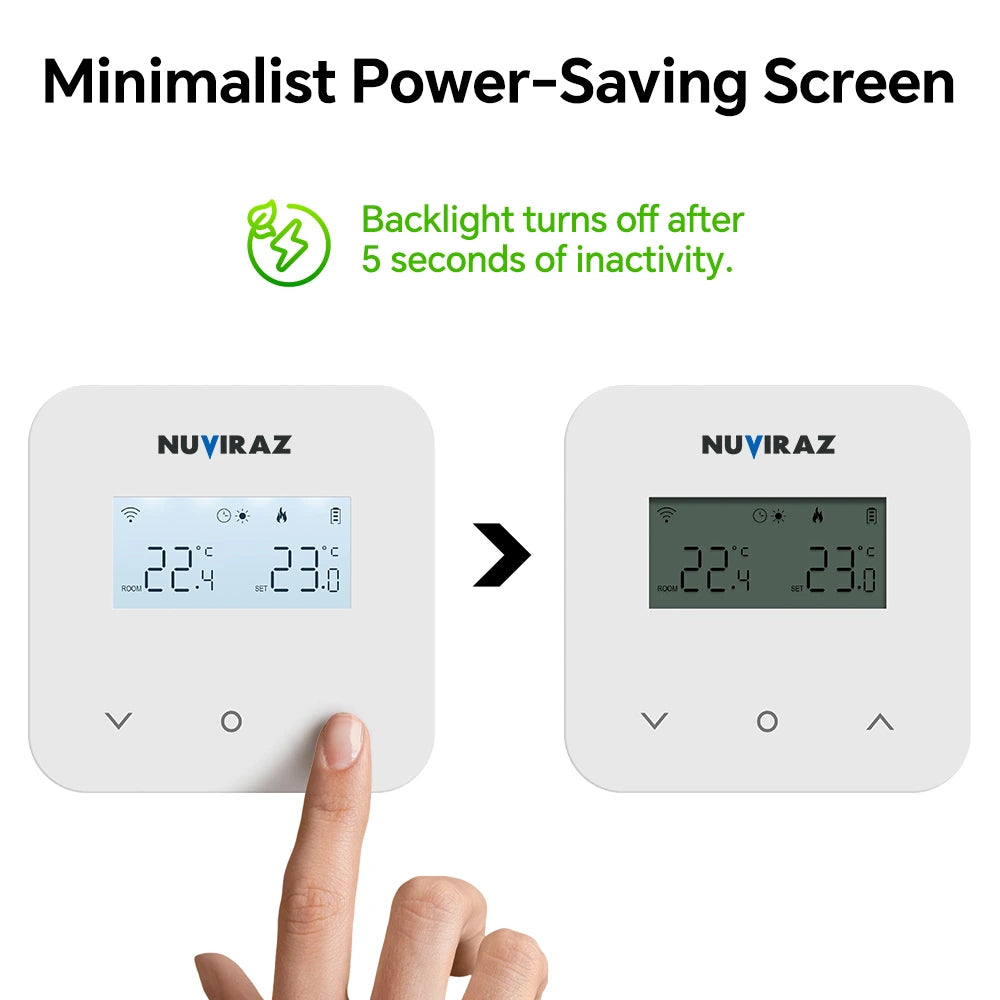 Nuviraz Smart Gas Boiler Heating Room Thermostat – WiFi Control via Tuya, Works with Alexa, Google Home, Yandex Alice Voice Assistants - NuviraZ