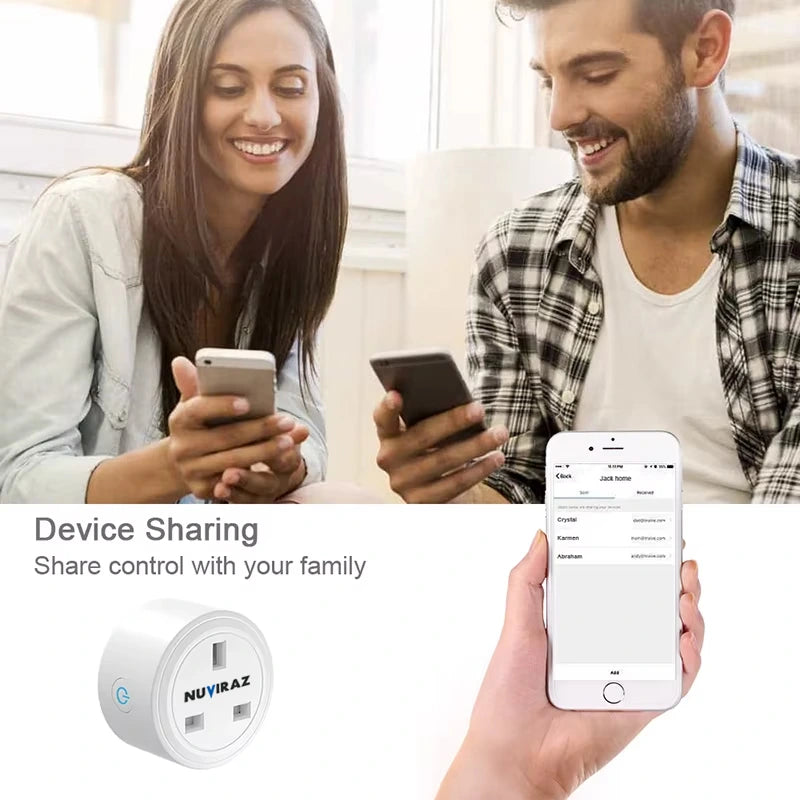 Nuviraz 16A WiFi Smart Plug UK – Smart Socket Compatible with Tuya & Smart Life App, Remote Control, Home Automation Smart Switch - NuviraZ